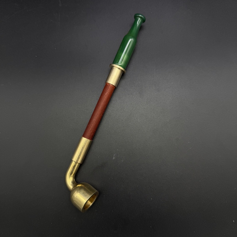 手工老式烟斗旱烟袋玛瑙烟嘴旱烟干老人便携式黄铜烟锅男士烟具