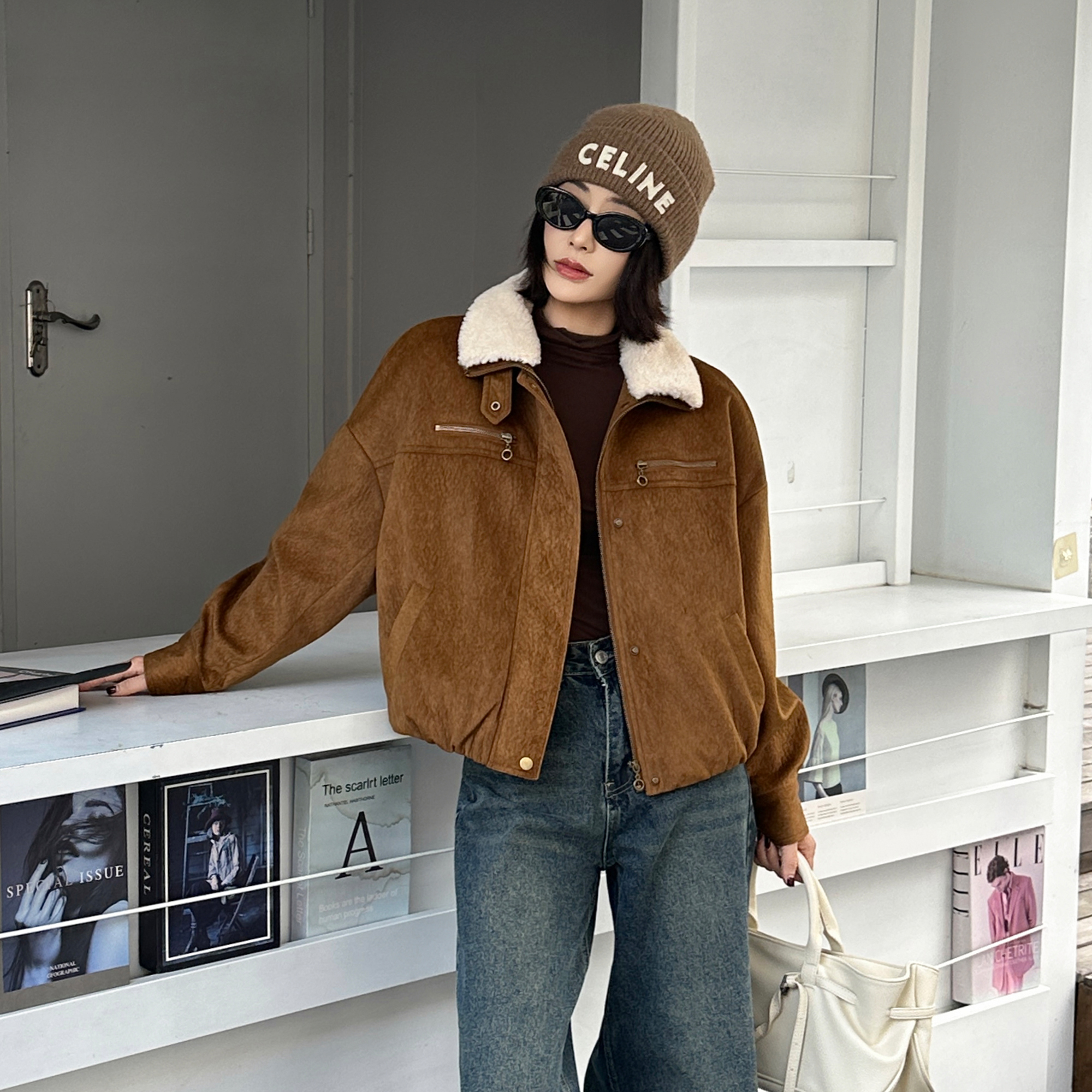 【夕夕专属】冬季短款老钱翻领休闲风短外套561571