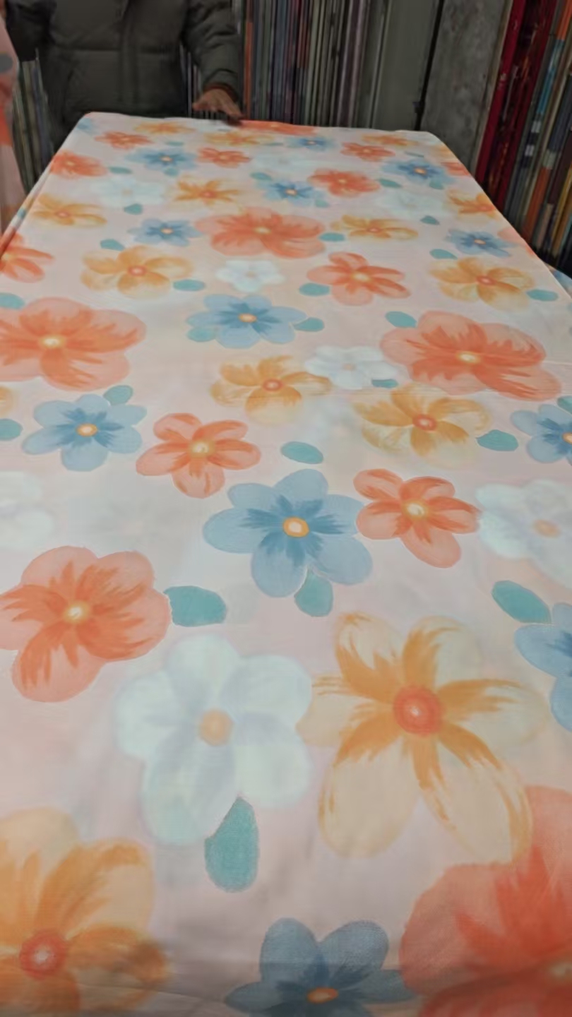 【晕染花朵-桔粉】斜纹棉纯棉亲肤布料棉布全棉