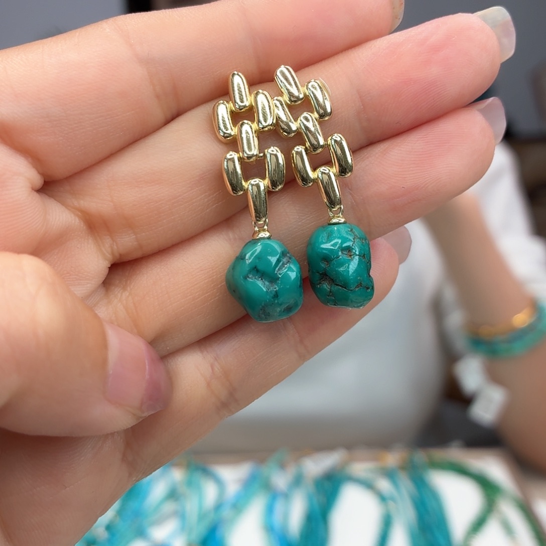 合金绿松石耳饰耳环