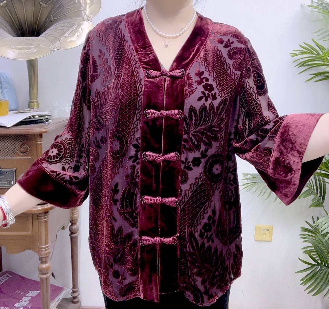 高端桑蚕丝植绒小衫43A2100