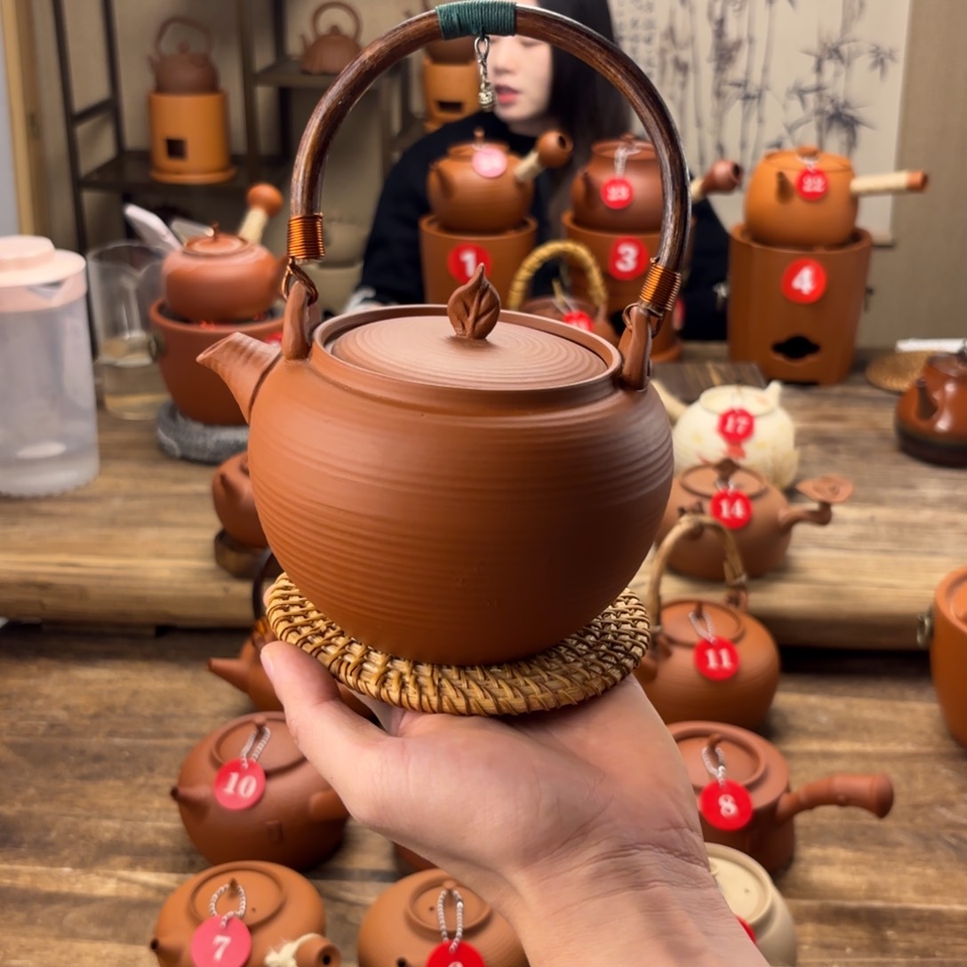 煮水煮茶甘甜 潮州砂铫壶 搭藤垫