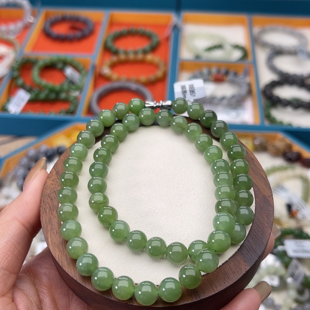 那***莲和田玉未镶嵌手串A13