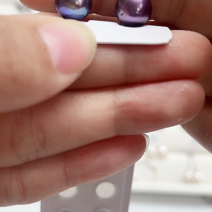 开***机银S925镶嵌淡水珍珠耳饰