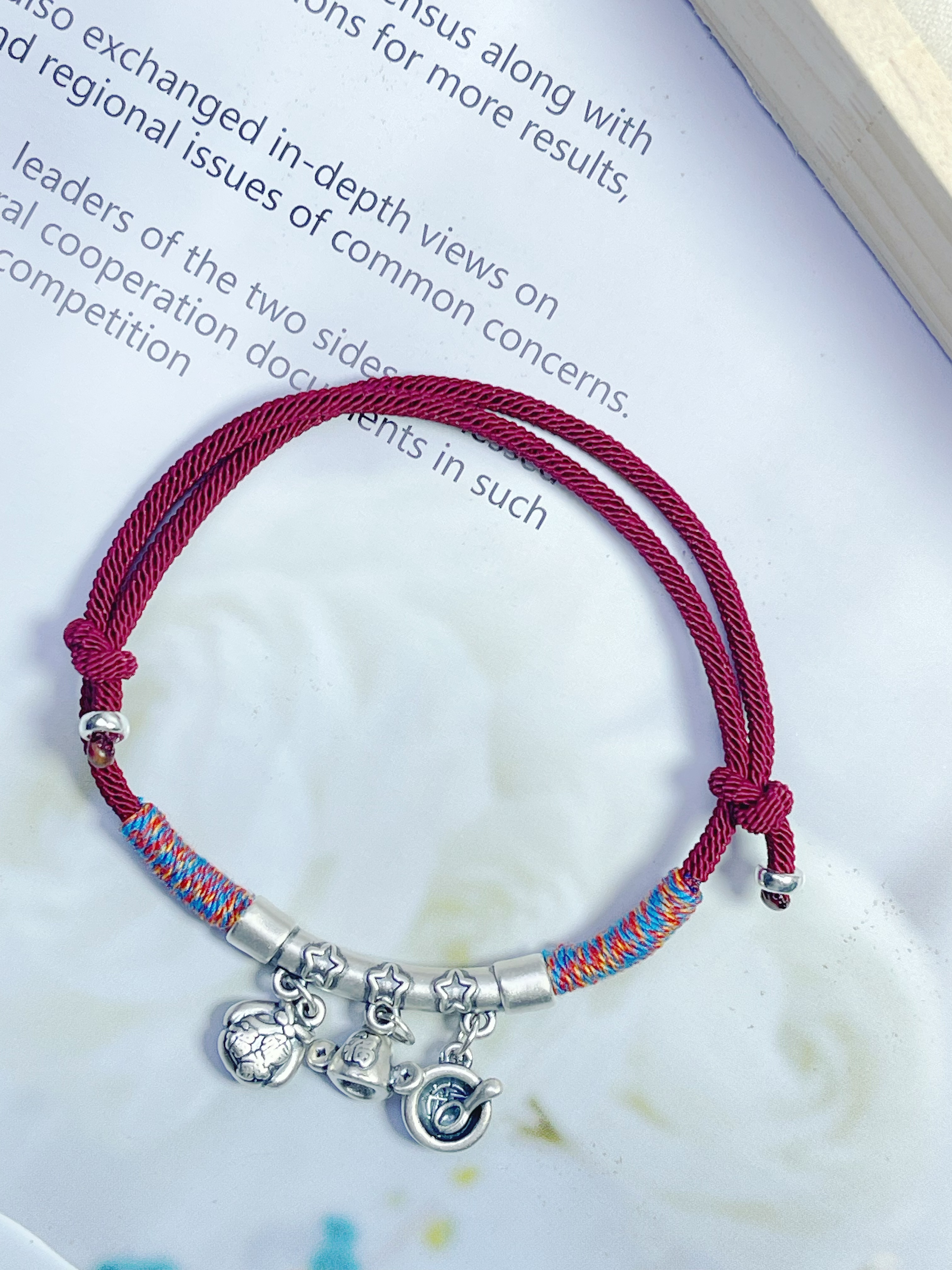 足银手链 足银衣食无忧通用时尚编绳手绳可调节闺蜜时尚银饰品