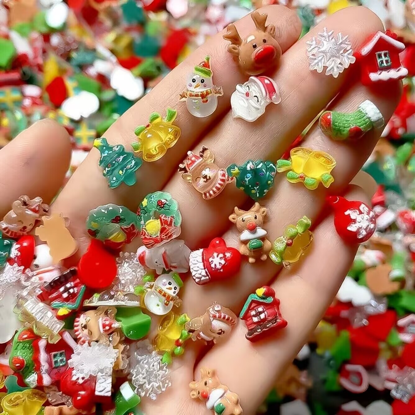 圣诞节diy卡通美甲饰品雪人手套树脂配件diy圣诞节装饰圣诞装饰