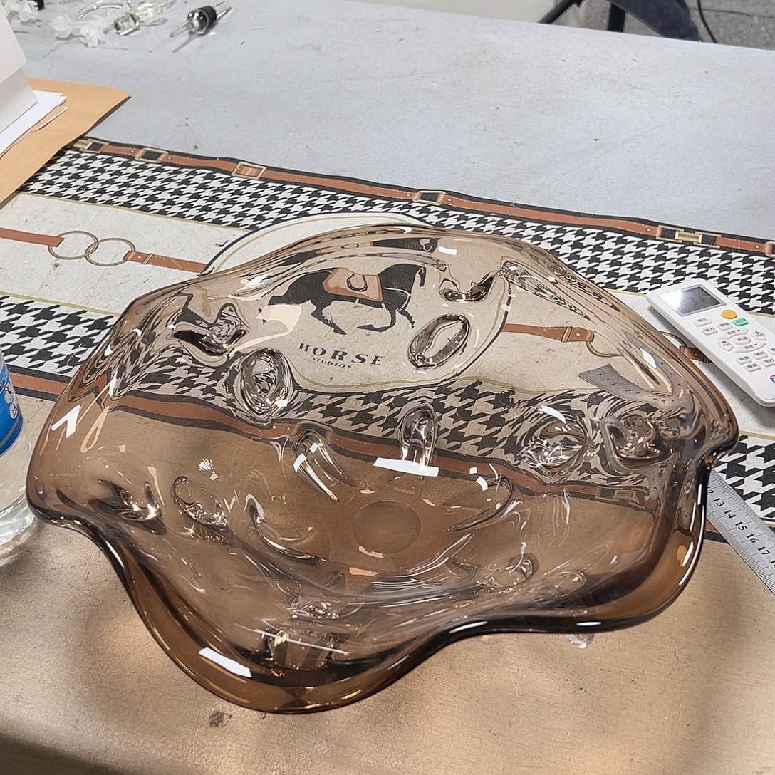 琉璃直径32棕色琉璃果盘花器