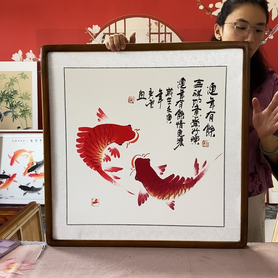 国画手写手绘带框包邮62✖️62国画作品