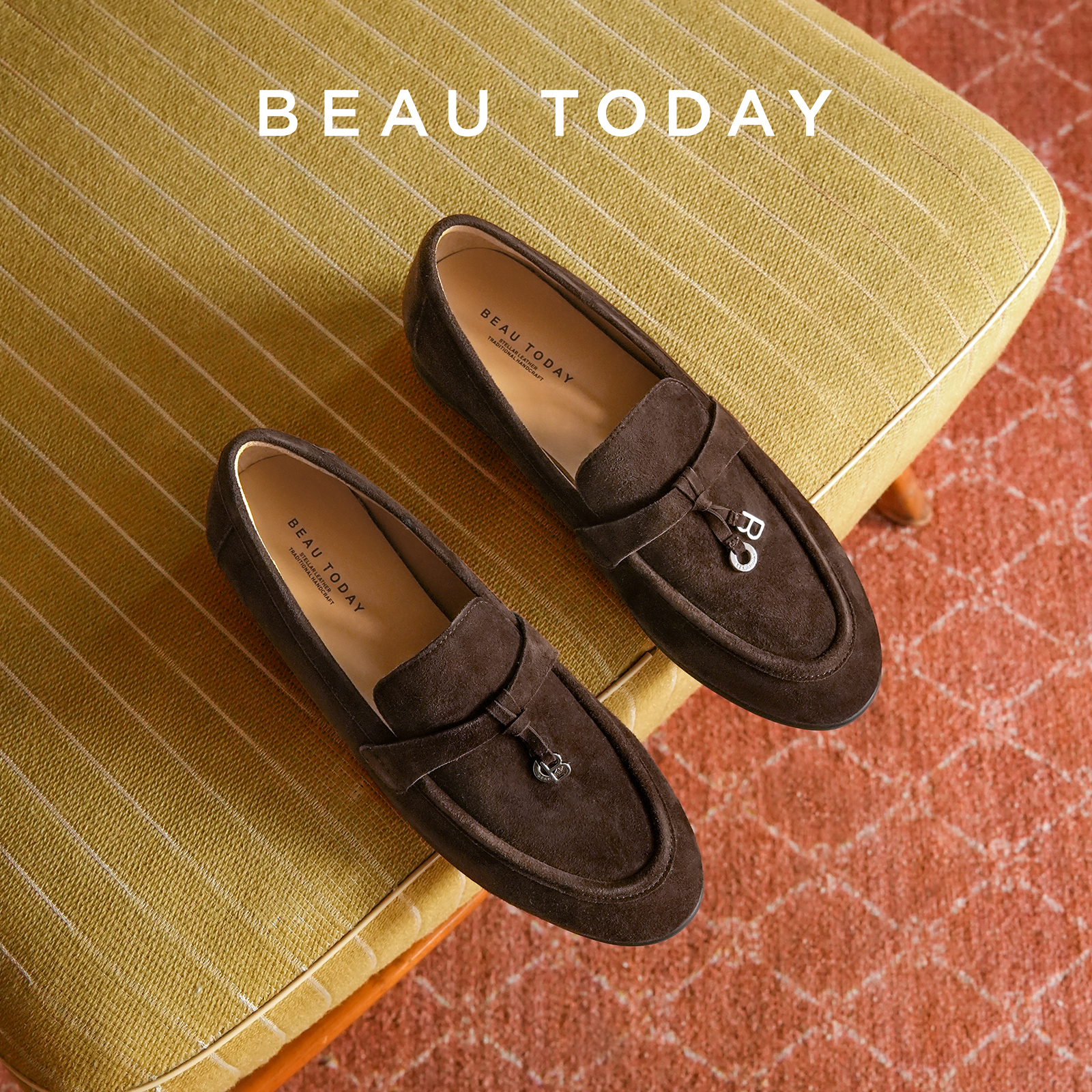 BeauToday乐福鞋老钱风百搭防磨反绒鞋女秋冬新款乐福