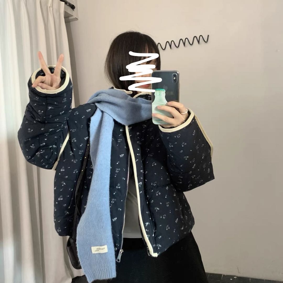 【碎花立体分割棉服】立体分割线装饰百搭休闲碎花图案棉服012