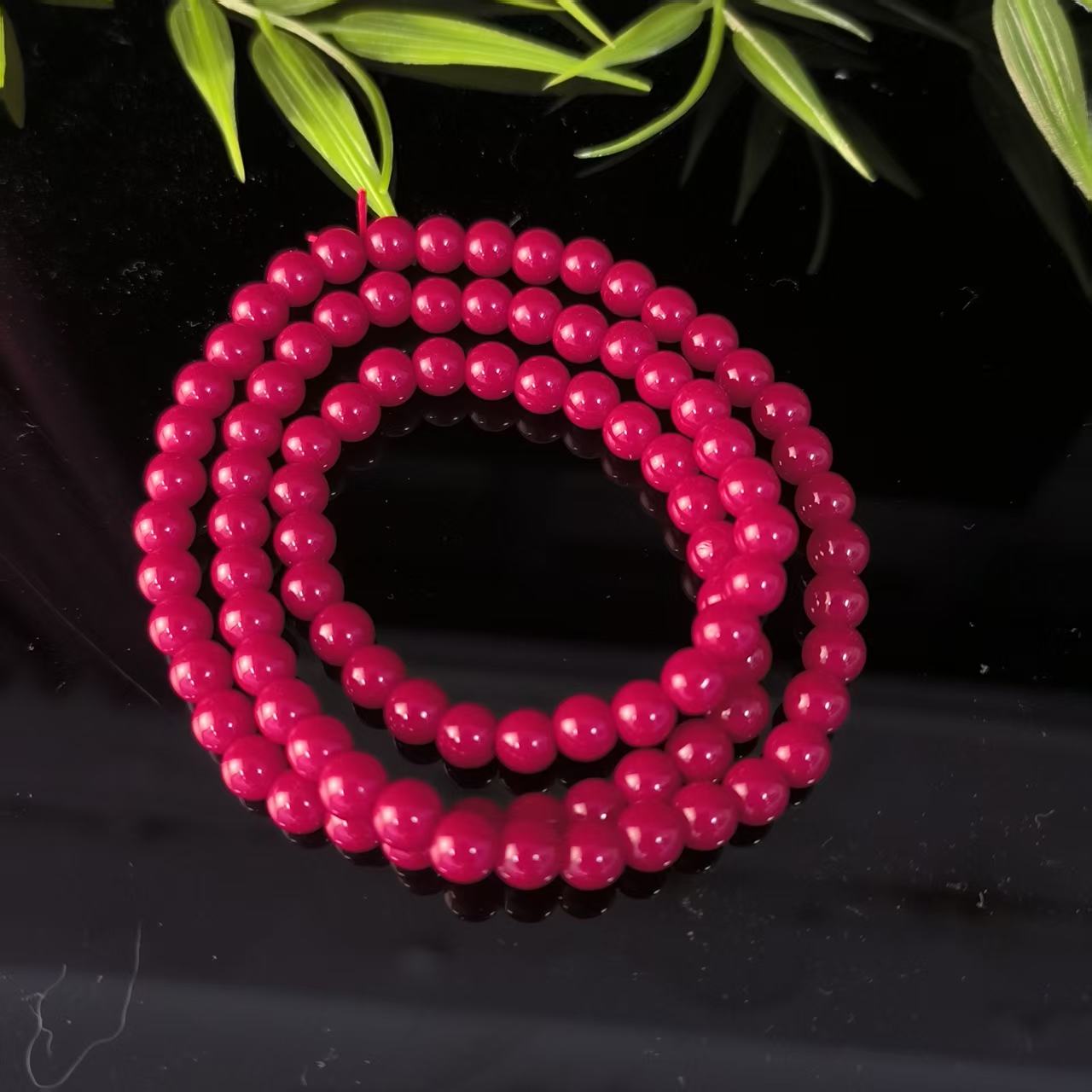 M450号-卡6mm红色三圈手串