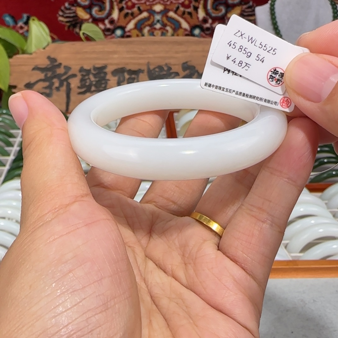 和田玉未镶嵌手镯新疆和田玉羊脂白白玉手镯