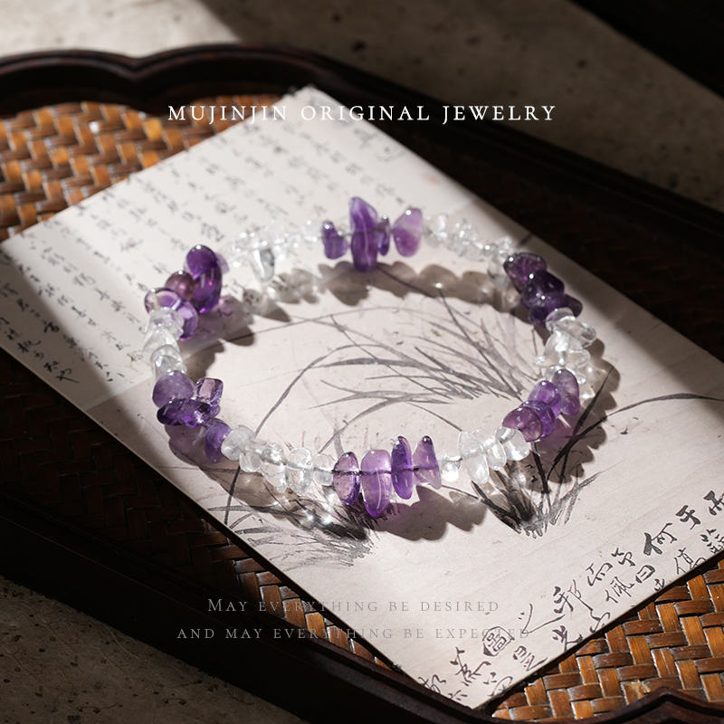 【木槿槿】天然水晶碎石单圈手链女款生日小众礼物时尚饰品轻奢手串