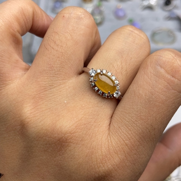 翡翠戒指银S925镶嵌戒指