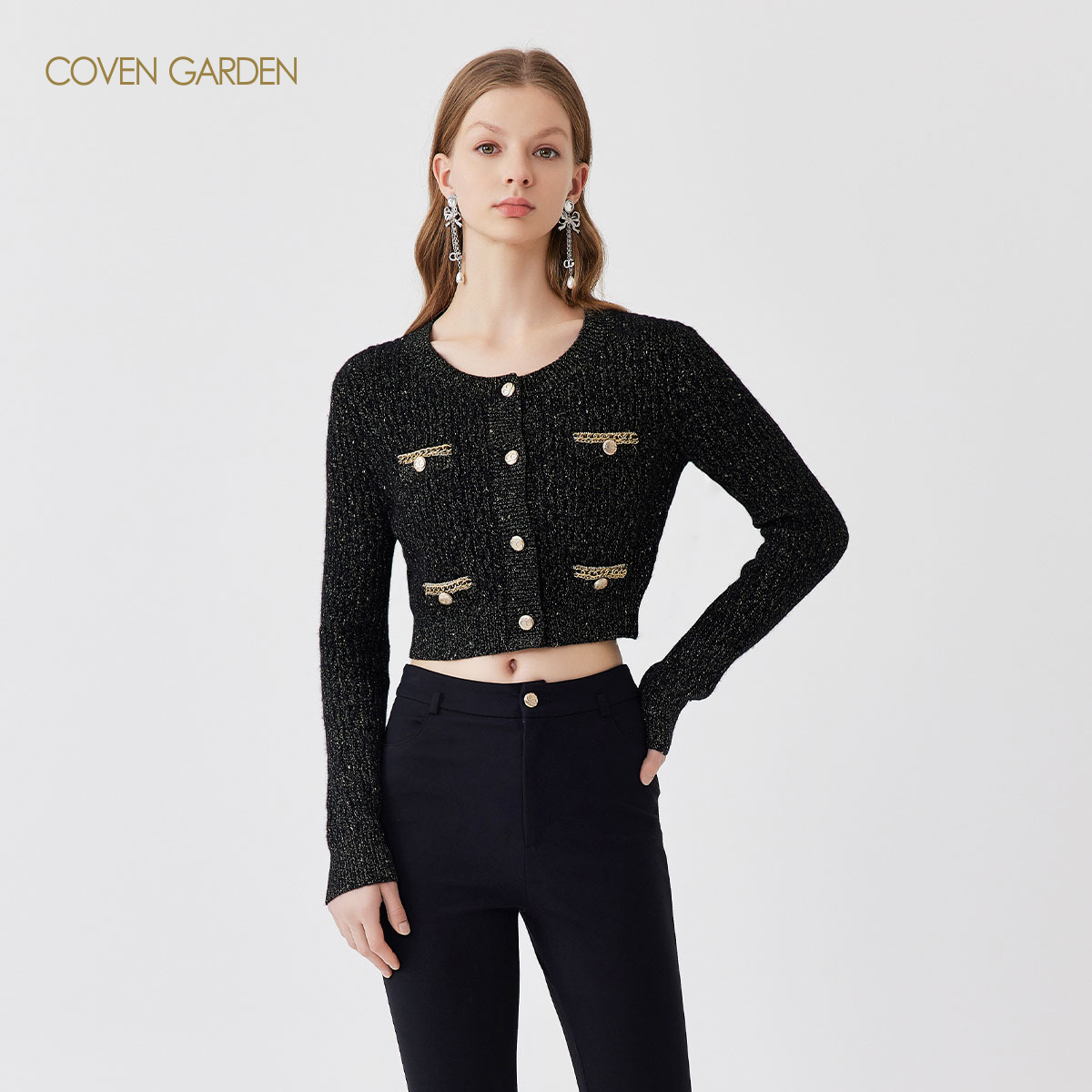 【达人专属】哥文花园复古小香风毛针织开衫女优雅CLA1033440