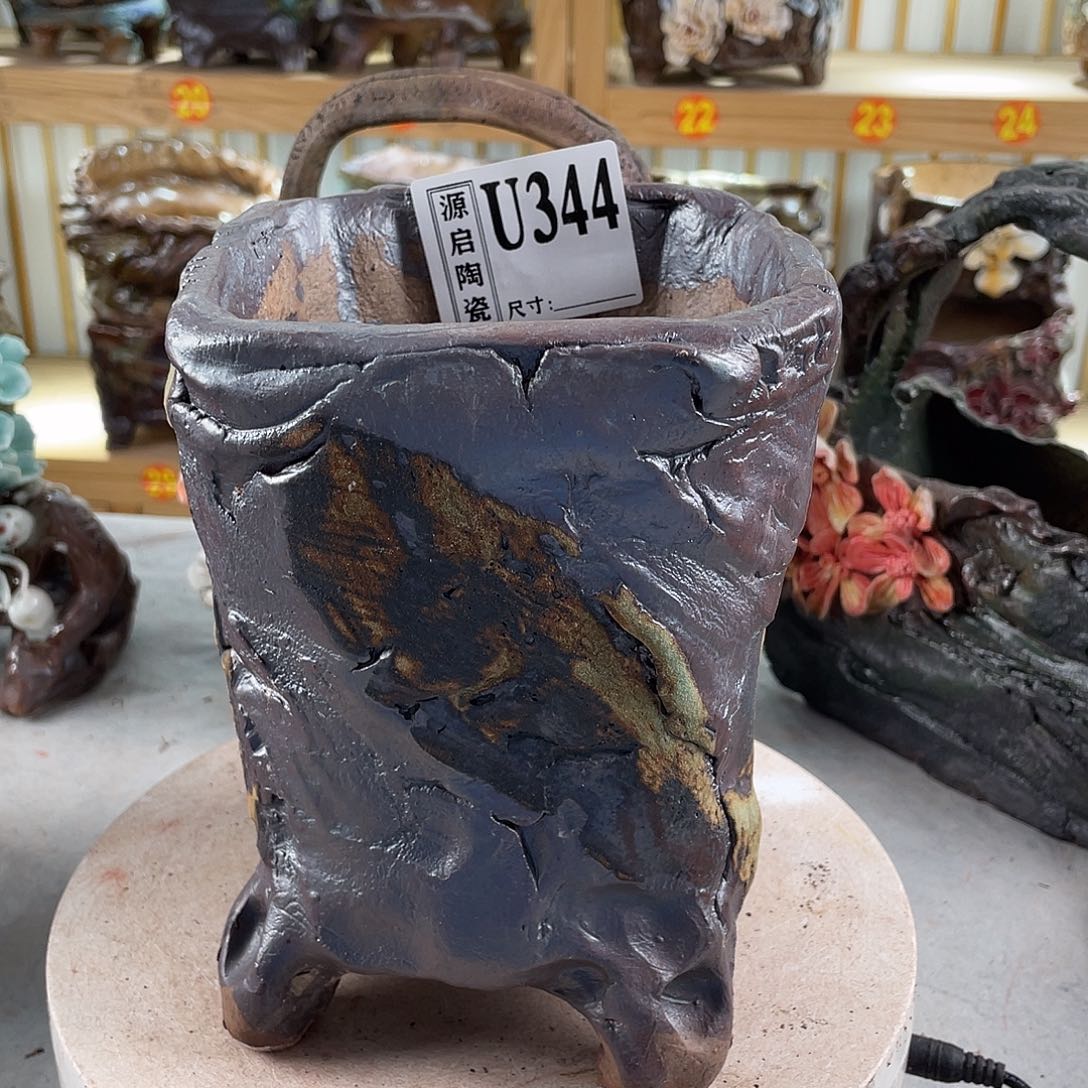 紫砂花盆景德镇陶瓷花盆344