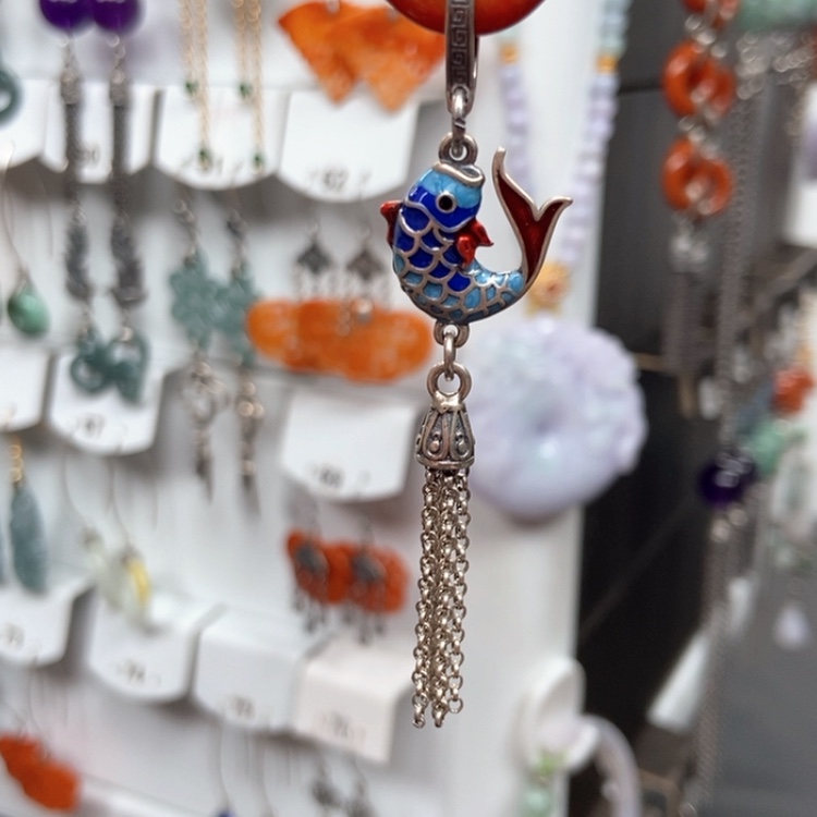 【闪购商品】翡翠耳饰银S925镶嵌小***界优化耳饰