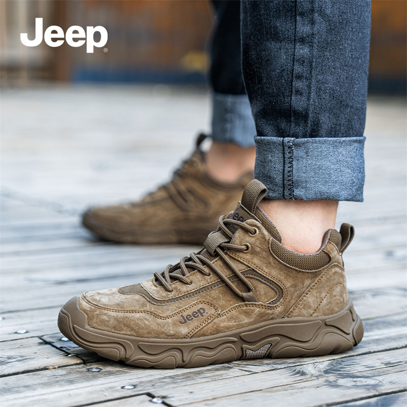 2026新款JEEP吉普春季男鞋休闲运动鞋户外皮面鞋百搭减震防滑大底商品图