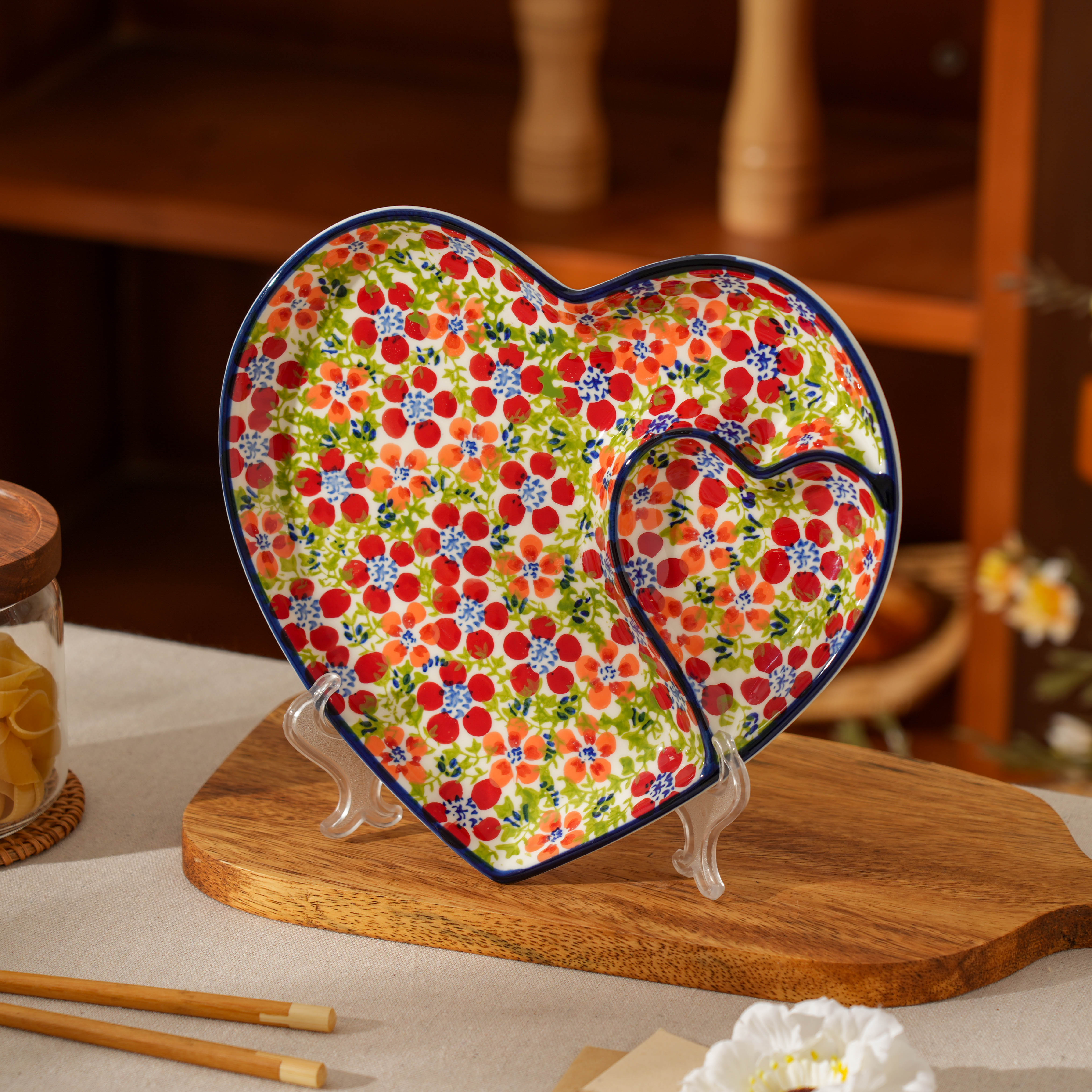 【SILESIA/出口原单】手绘碧丝粉黛--爱心饺子盘