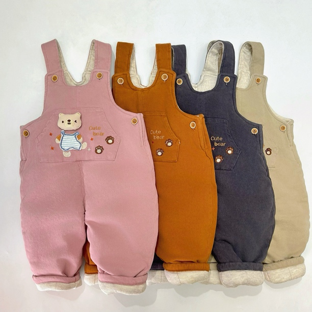 宝宝冬季350g特厚棉裤背带裤开档两用裆石墨棉纯棉背带裤男宝女宝