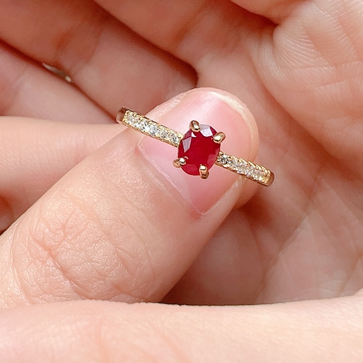 银S925镶嵌戒指红宝石