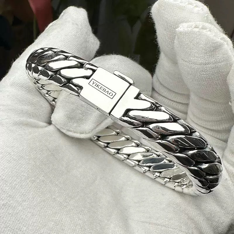 足银银制品 南贤里足银999三马鞭纯银手链男士定制送男朋友礼物