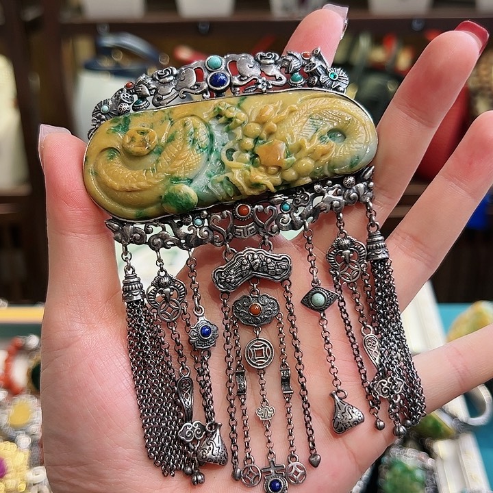 翡翠吊坠(不含链)银S925镶嵌吊坠