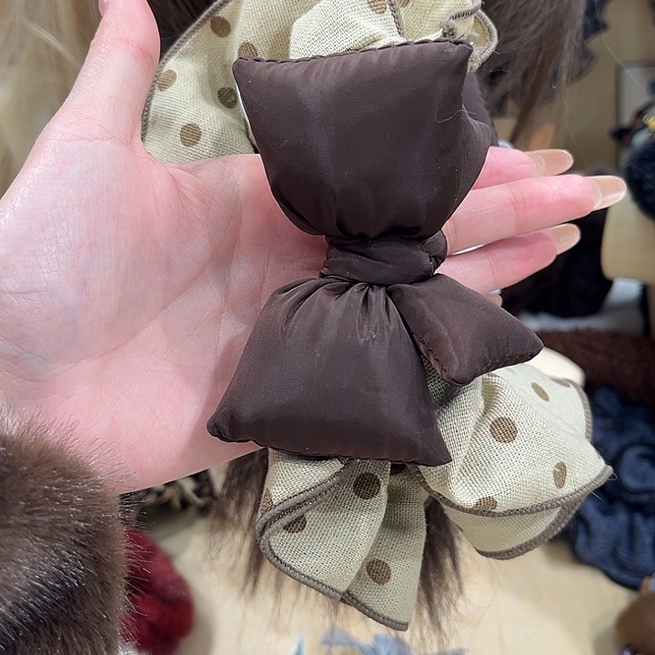 布艺铁合金波点蝴蝶结发圈