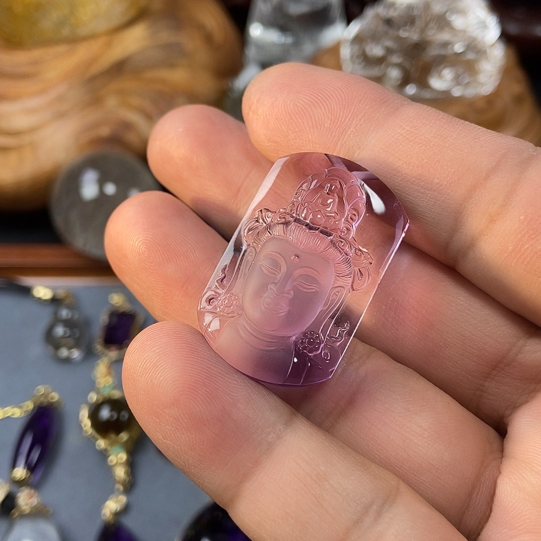 水晶吊坠未镶嵌往***_紫水晶