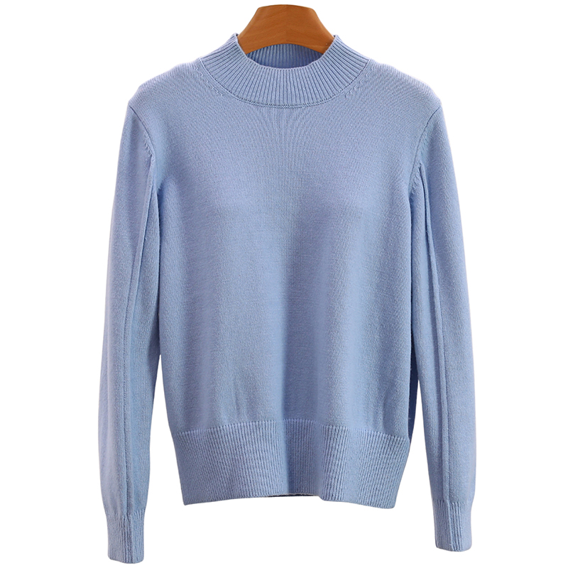 F8231-【麦】基础款纯色半高领打底衫百搭毛衣#SMY58M008