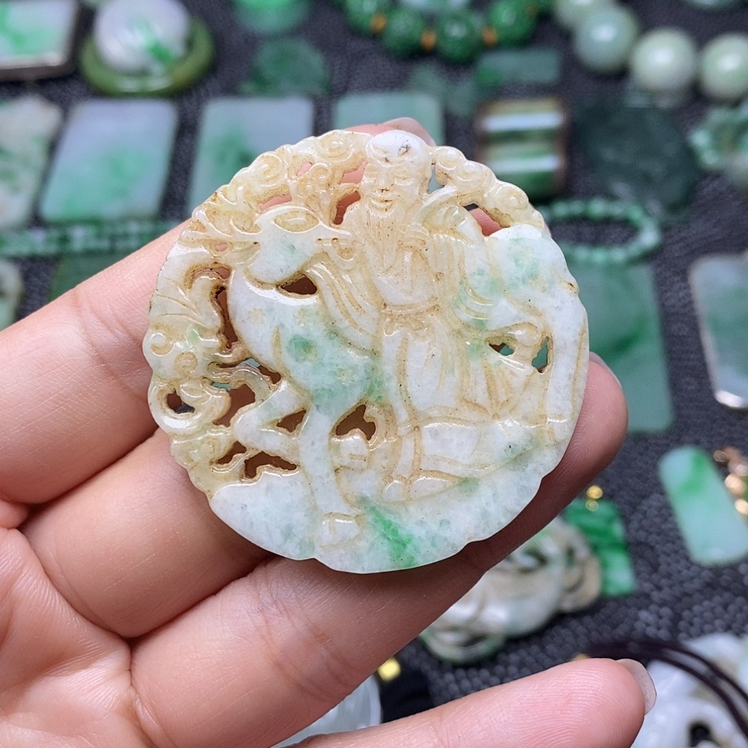 翡翠挂件未镶嵌缅甸天然翡翠福禄寿