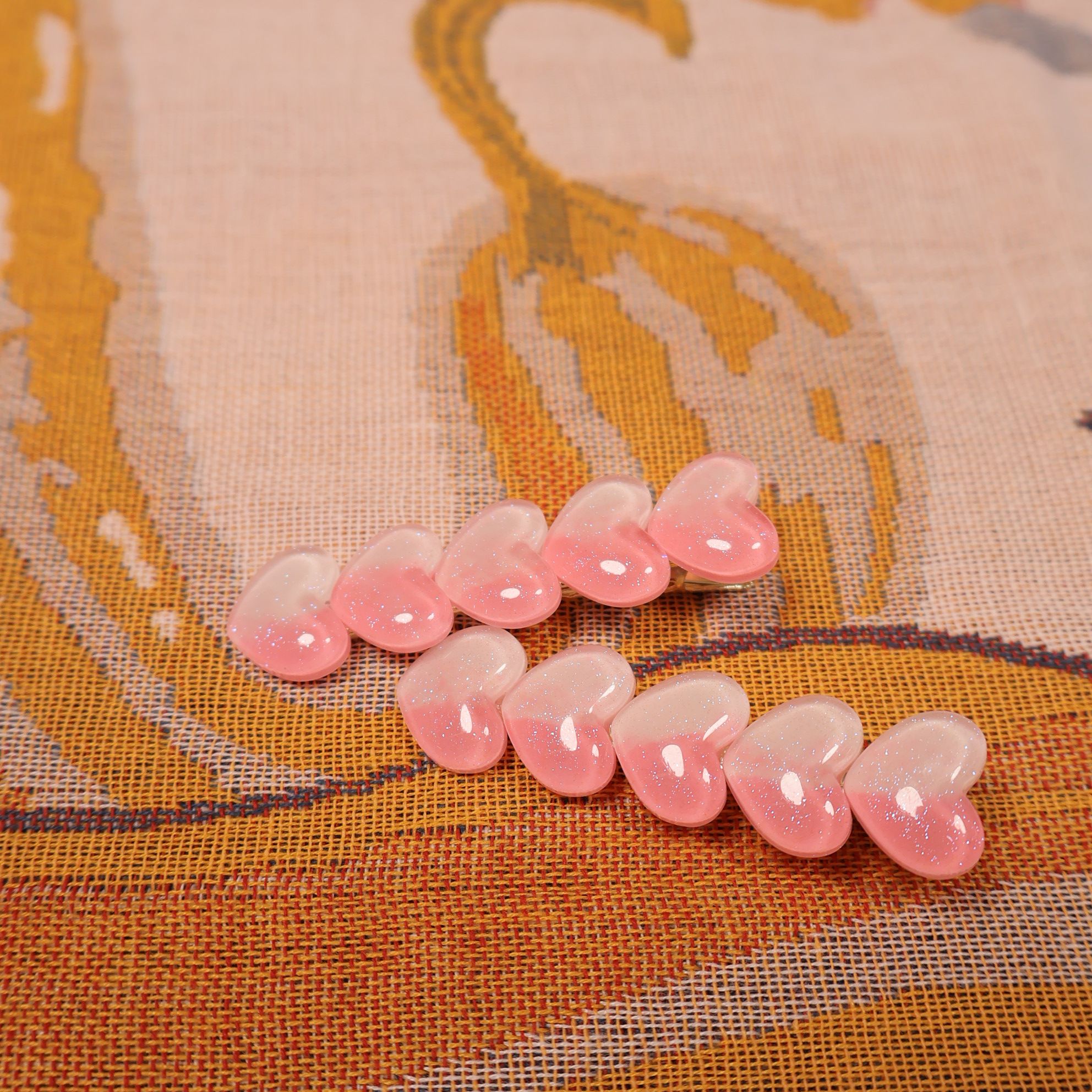 【YC专属】可爱时尚少女糖果渐变粉色爱心发夹甜美一字夹