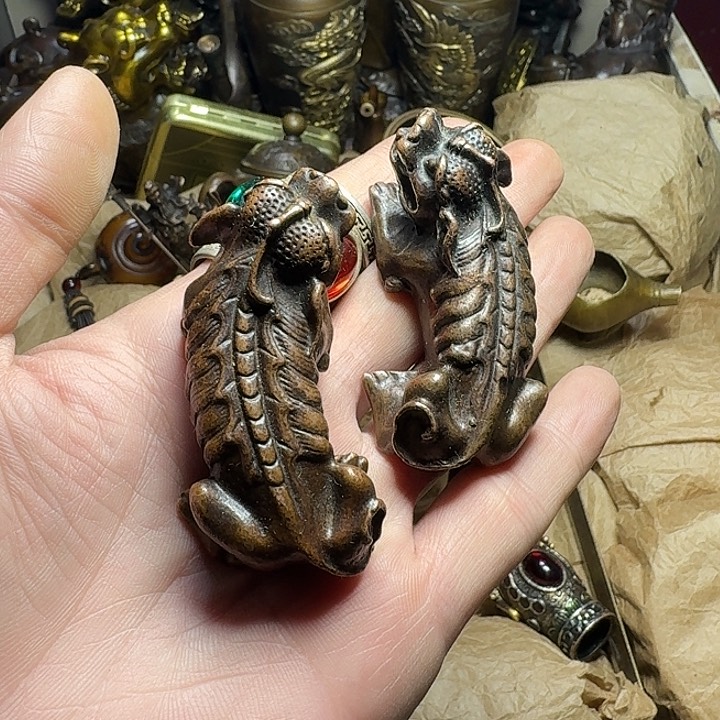 原矿 风魔铜藏收铜摆件