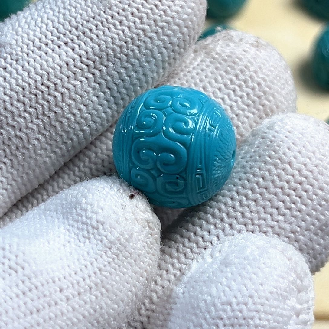 未镶嵌绿松石回纹圆珠