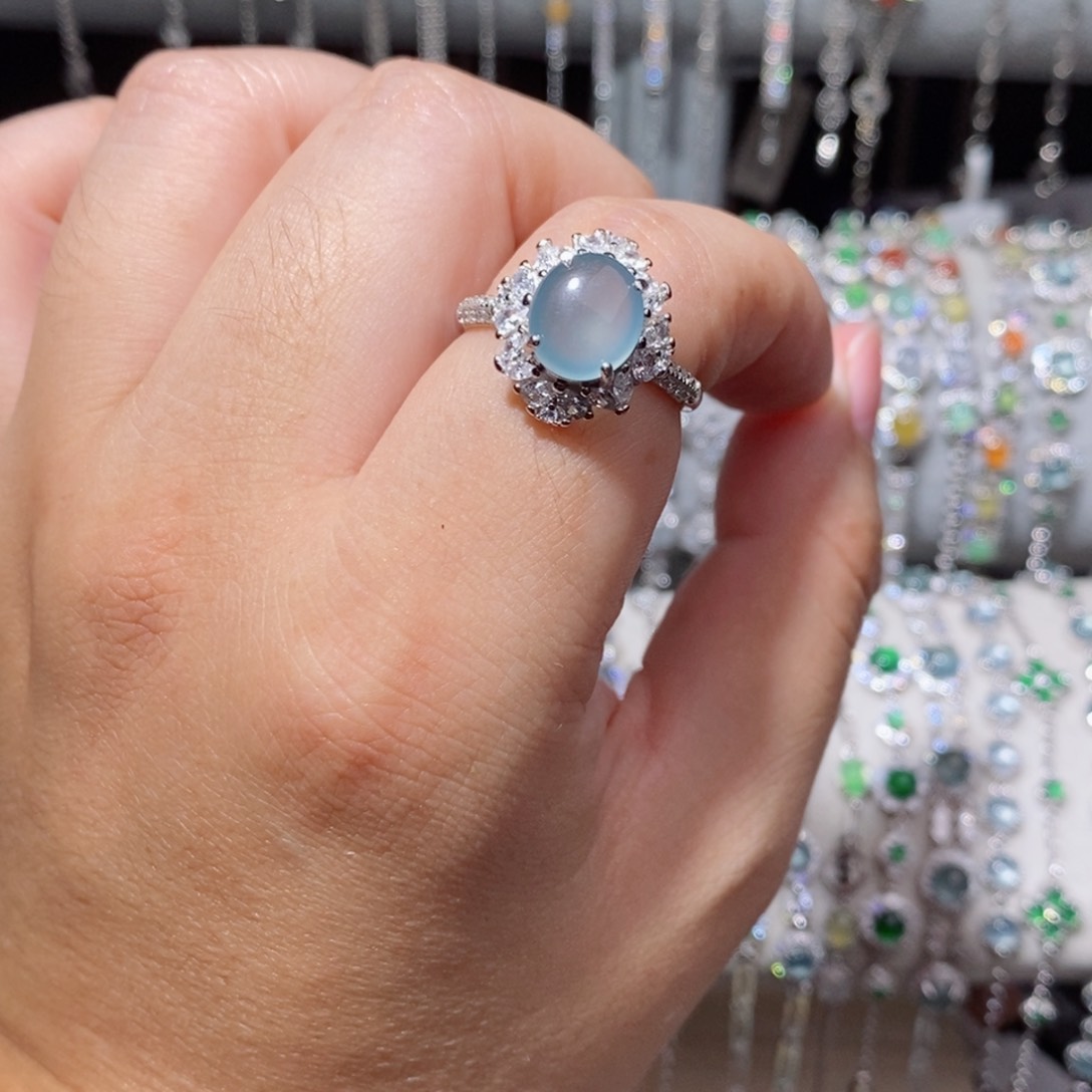 银S925镶嵌戒指翡翠m k j j