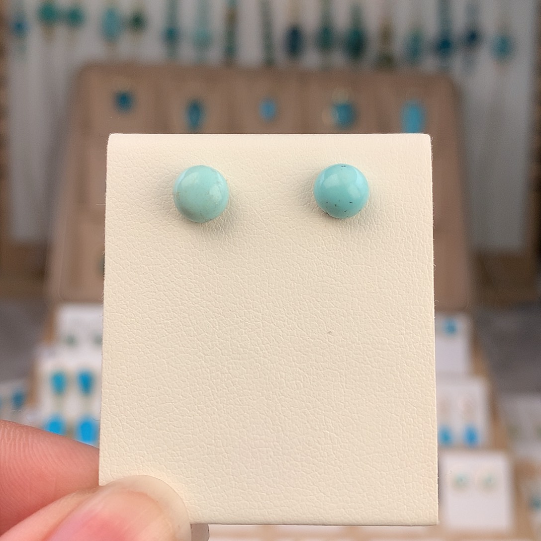 绿松石银S925镶嵌耳饰