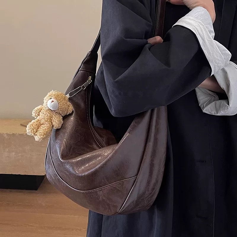 单肩纯色拉链袋斜挎包斜跨网红韩版包