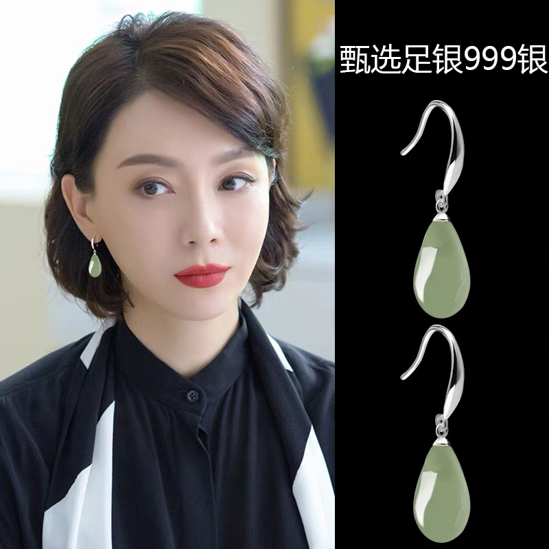足银耳饰 足银999轻奢国风古风气质百搭水滴纯银耳坠女时尚耳饰