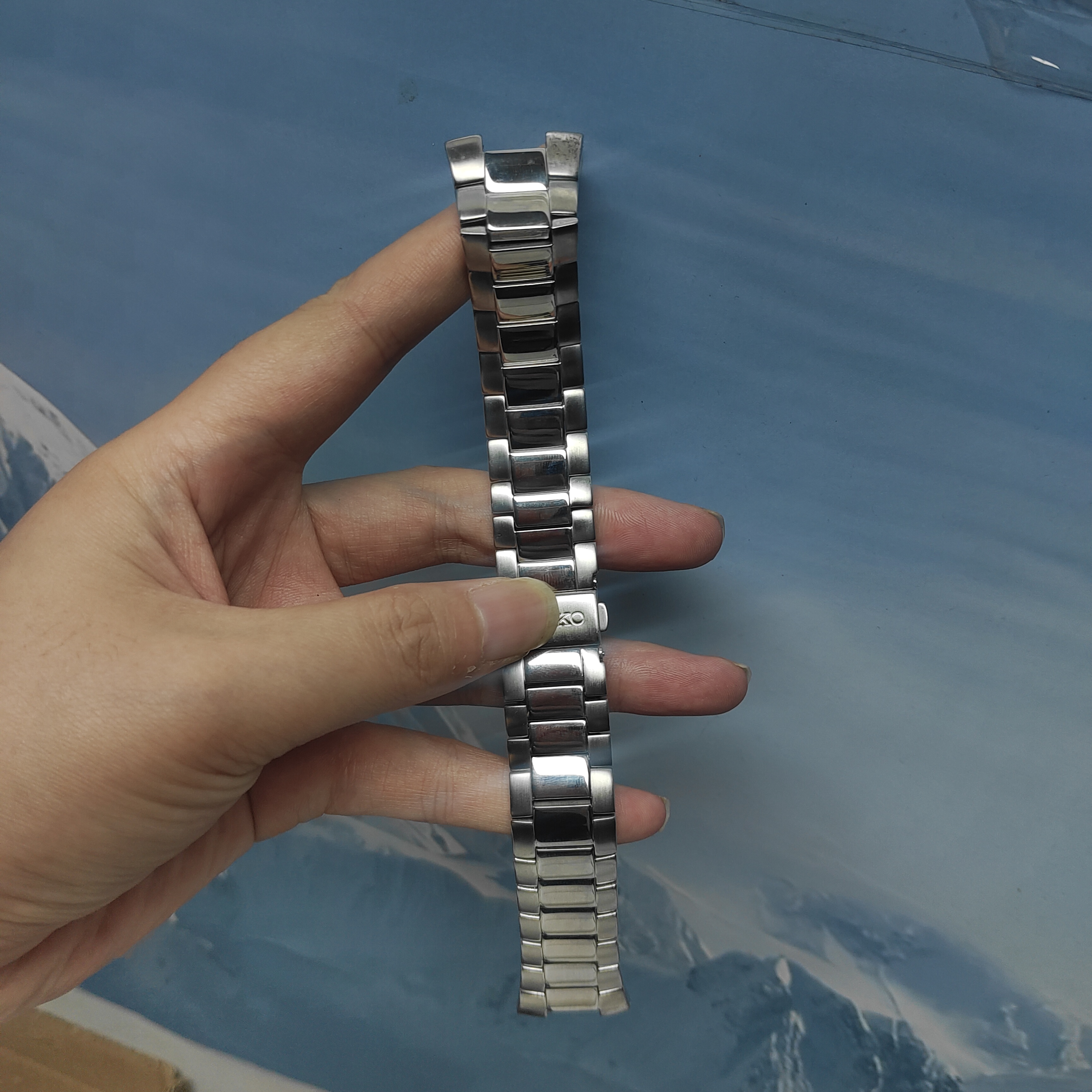 库存表带瑕疵表带适用精工凹口多款手表实心精钢表带通用