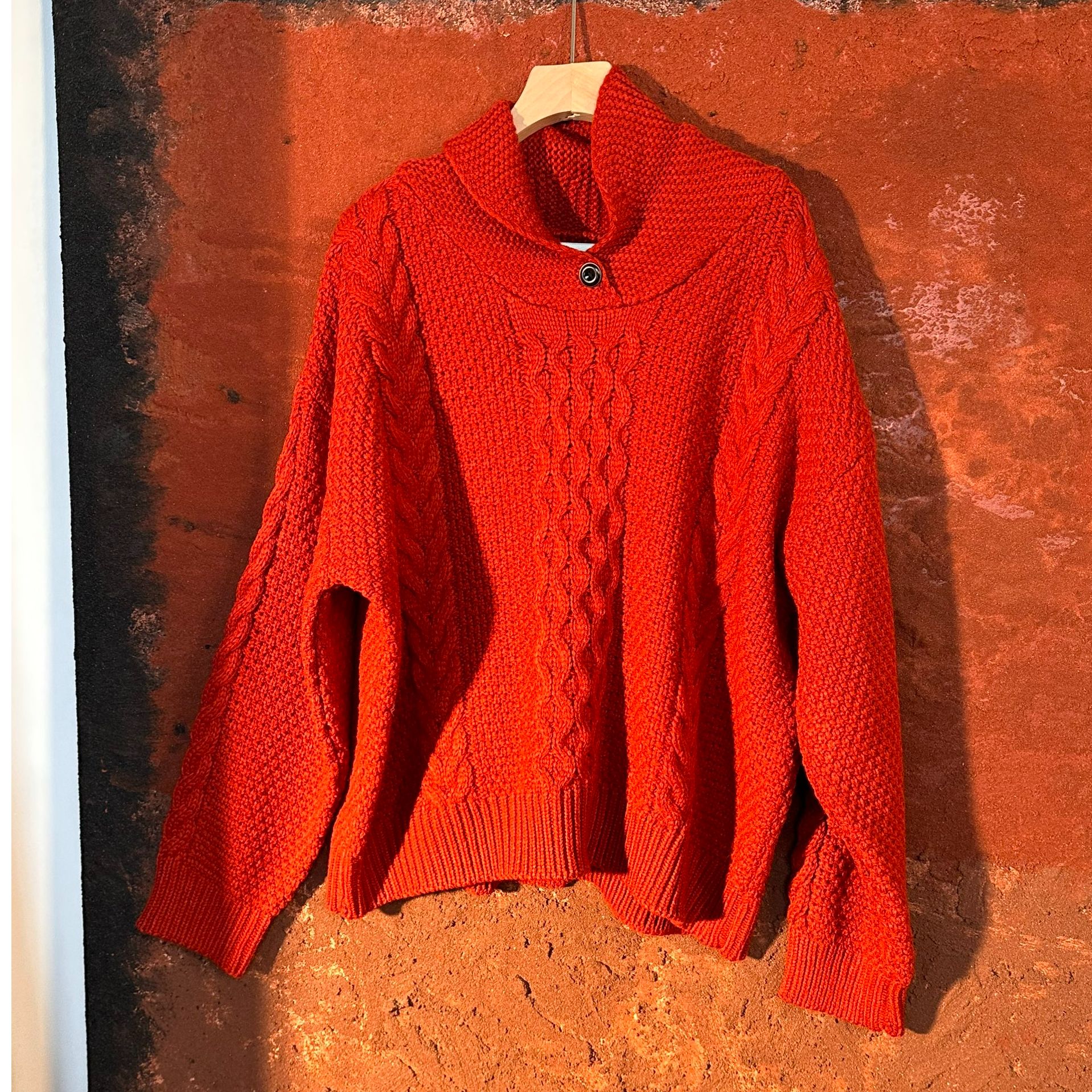 复古慵懒风麻花翻领长袖针织毛衣秋冬宽松百搭女款