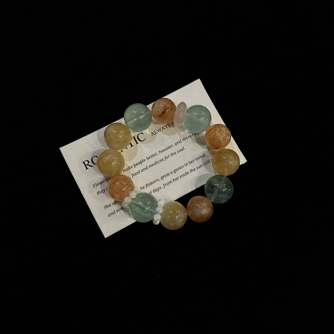 YIMI海棠温柔 天然水晶 14-16mm 多宝手链x3503 多样性发货