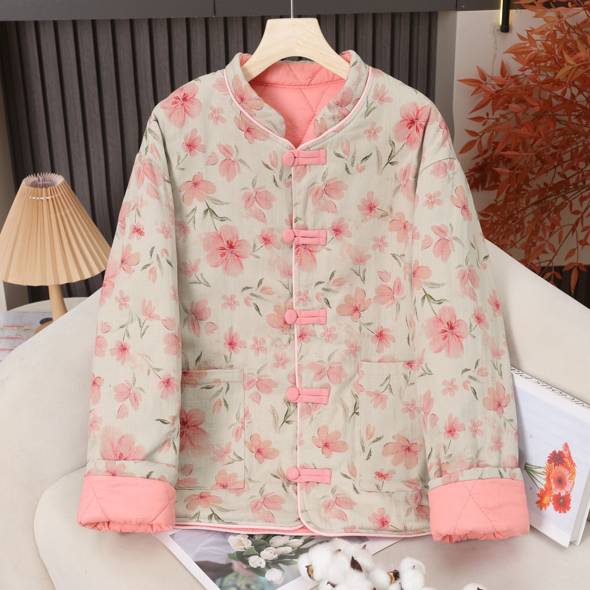 100%里外纯棉棉花棉袄女士2025新款外穿中式国风复古盘扣棉衣外套