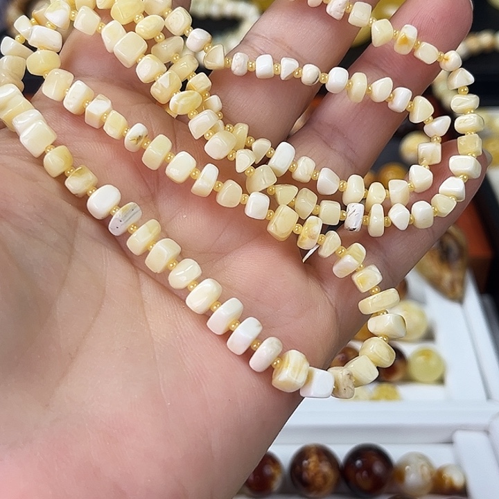 琥珀颈饰未镶嵌白花串12