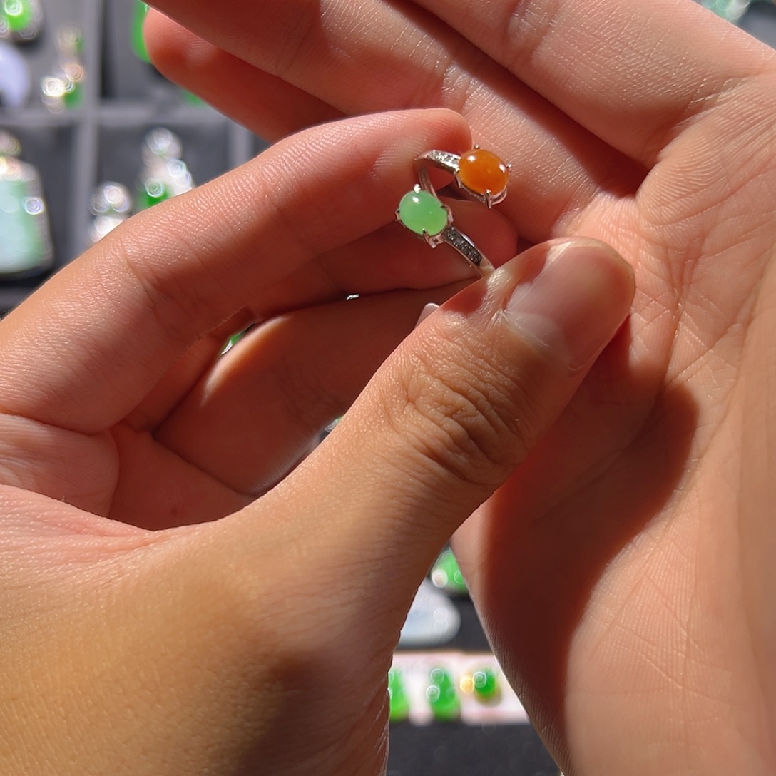 翡翠银S925镶嵌戒指戒指