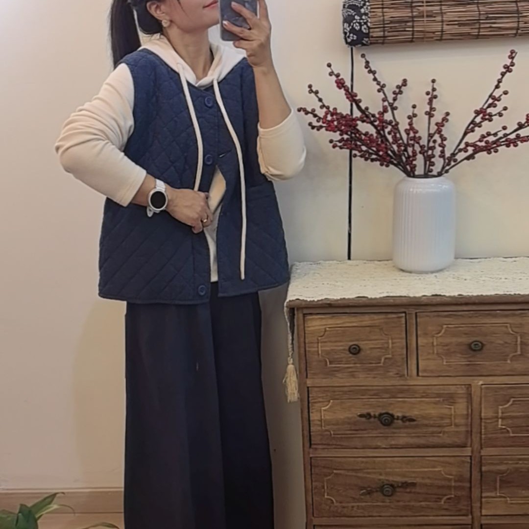 女拼接时尚马夹冬款女装显瘦马甲工字型款韩版