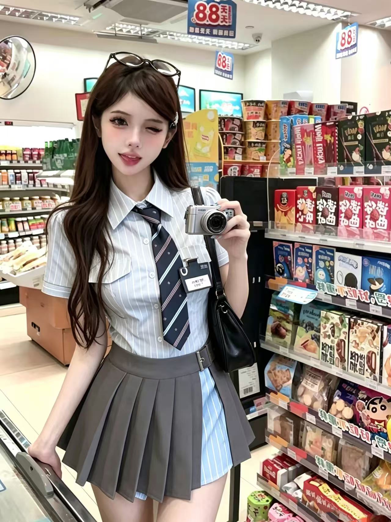 《象奇》T31留学日记~迪士尼穿搭学院JK套装衬衫+侧开百褶裙两件套