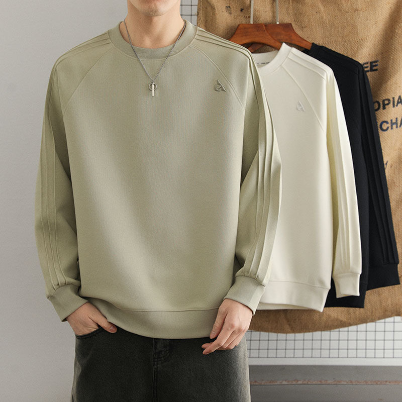 2025新款简约宽松加绒韩版立体百搭绣花圆领纯色卫衣打底长袖