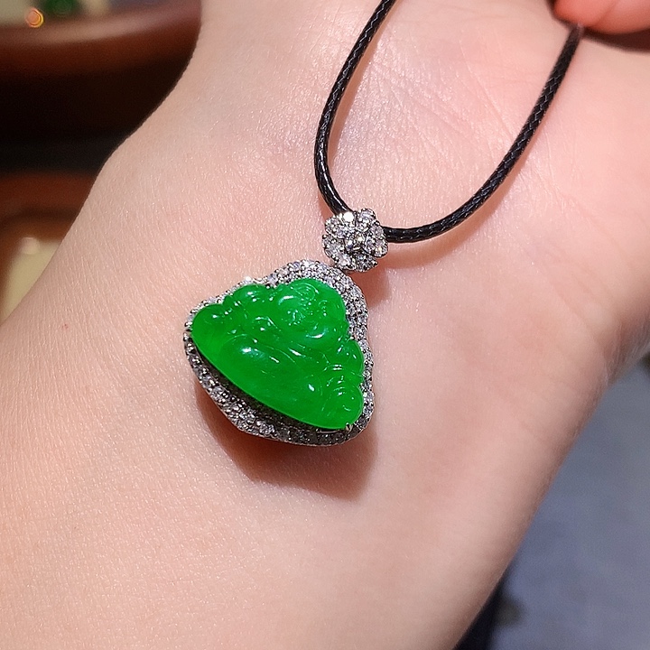 吊坠(不含链)18K金镶嵌翡翠