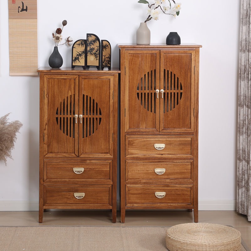 客厅储物柜家用复古床尾斗柜中国风新中式简约多层双门收纳小柜子