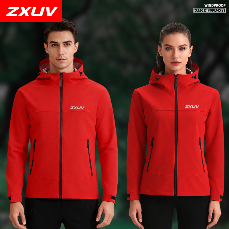 ZXUV男女款连帽跑步户外运动外套跑步外硬壳休闲登山服
